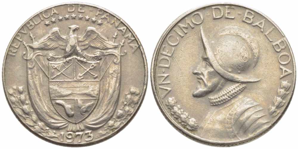 Панама 1/10 бальбоа 1973 KM 10а медь плакированная медно-никелем 73-138