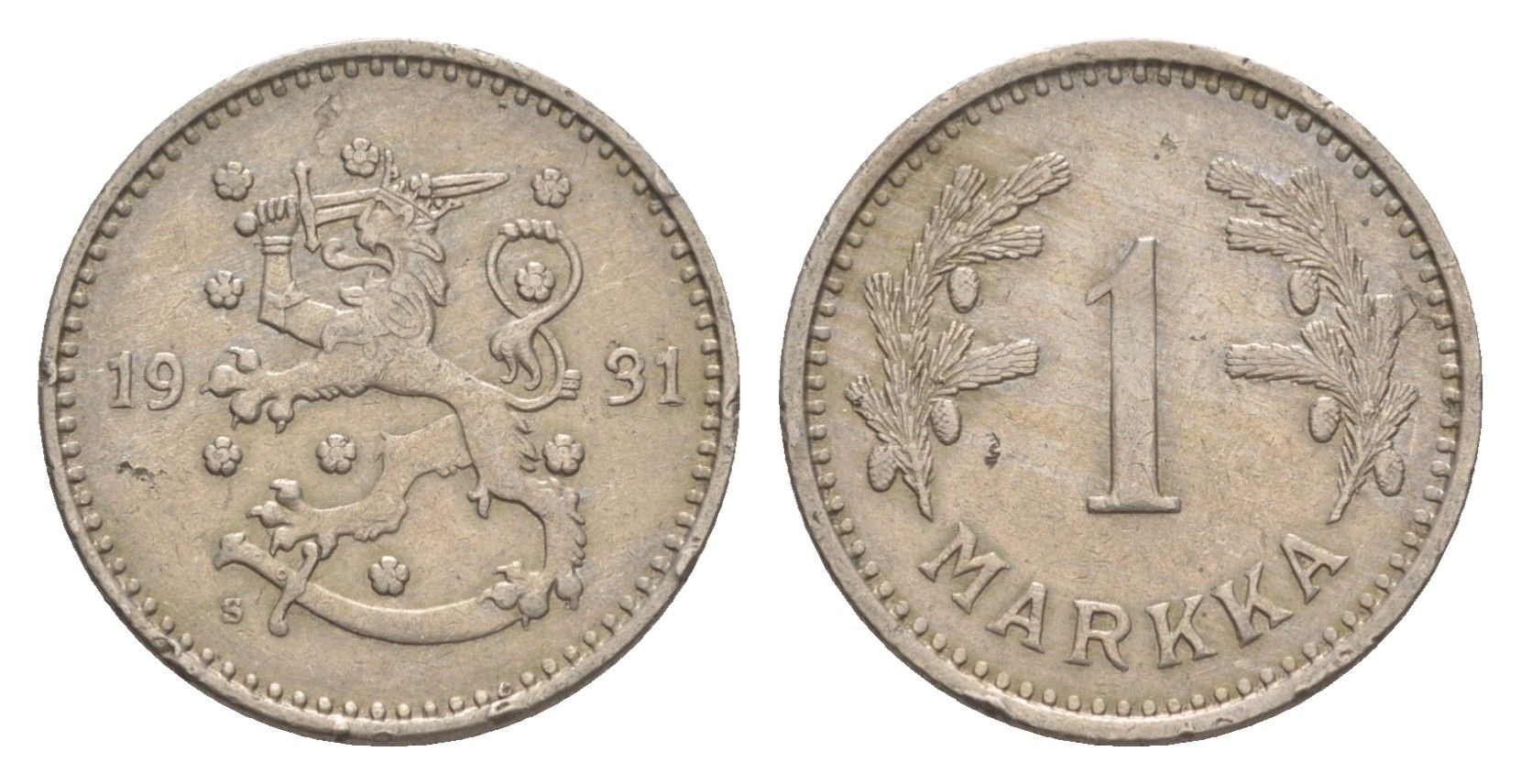 Финляндия 1 марка 1931 KM 30 медно-никель 4647-413