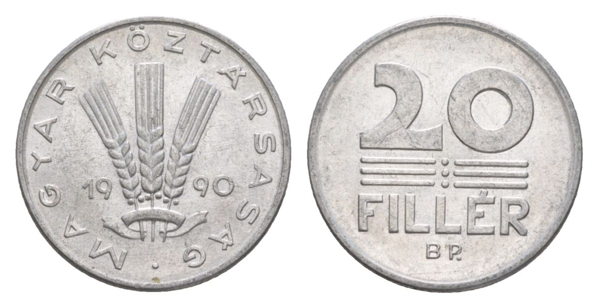 Венгрия 20 филлеров 1990 KM 676 алюминий aUNC 4632-357