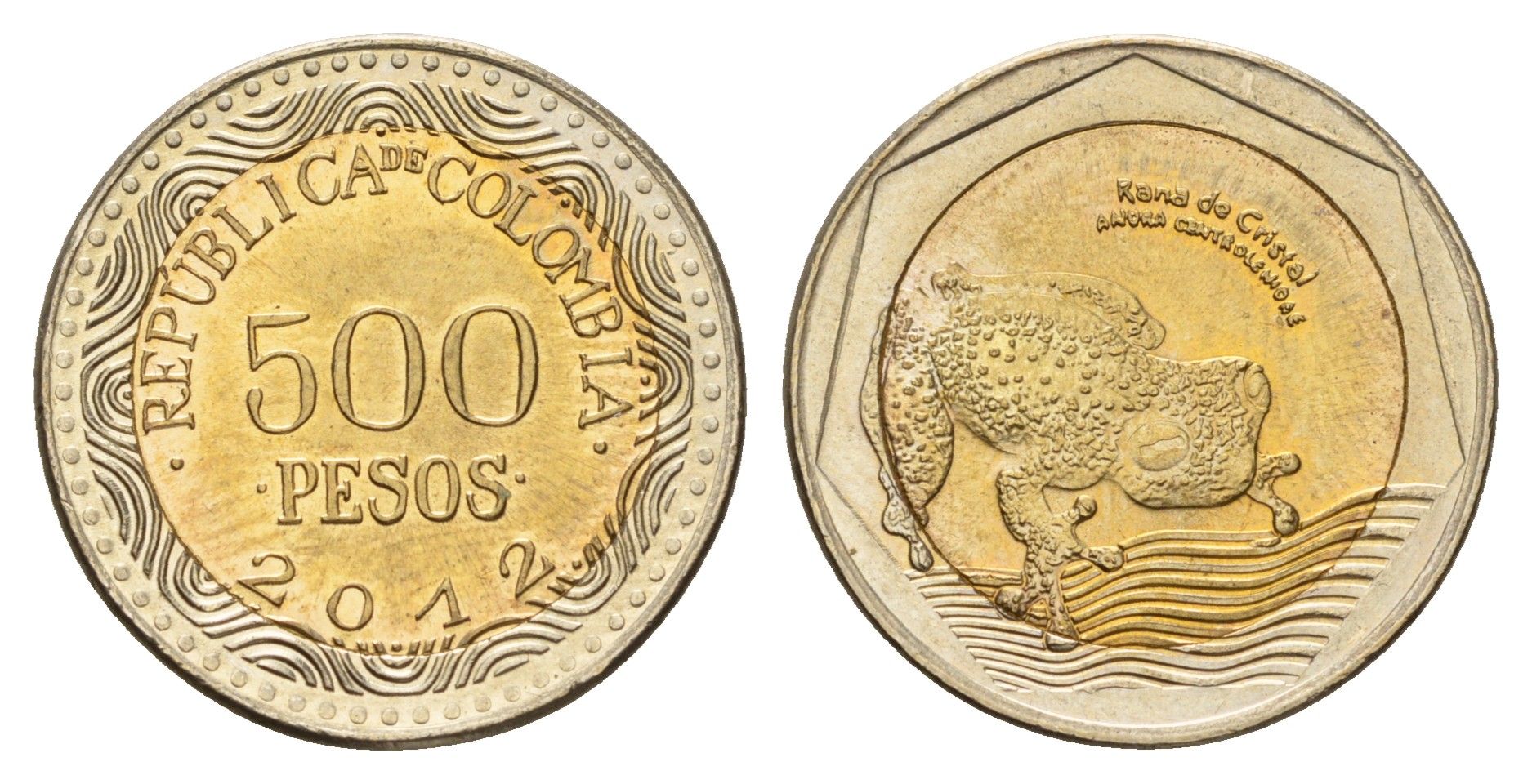 Колумбия 500 песо 2012 KM 298 биметалл UNC 4686-521
