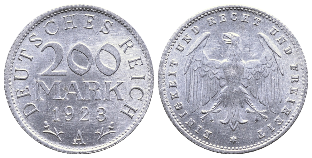 ГЕРМАНИЯ 200 МАРОК 1923 A KM 35, J. 304 алюминий 4380-441