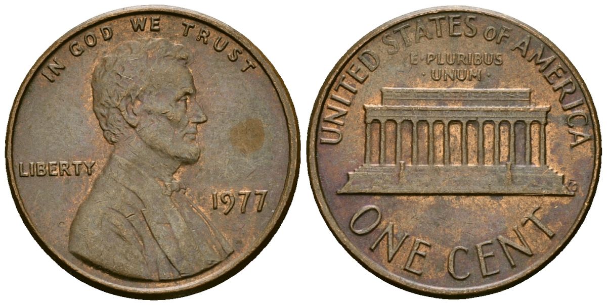США 1 цент 1977 Линкольн KM 201 медь цинк 4136-151