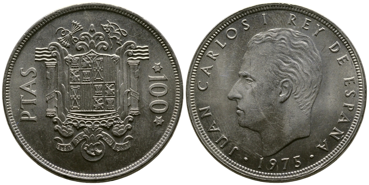Испания 100 песет 1975 (76) M, Хуан Карлос I (1975-2014) KM 810 медно-никель  UNC   3334-112