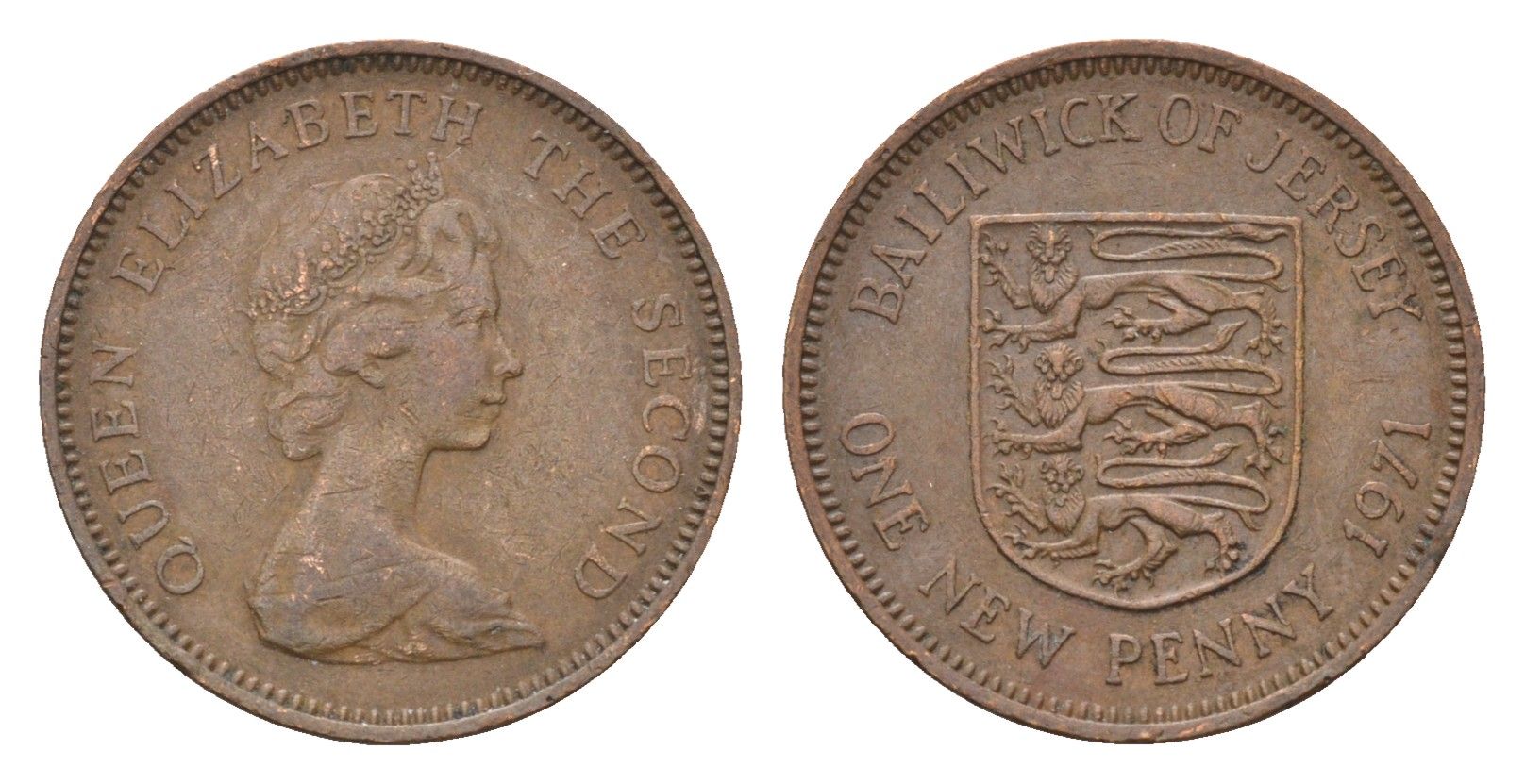 Джерси 1 пенни 1971 Елизавета II (1952-2022), герб KM 30 бронза 4690-239
