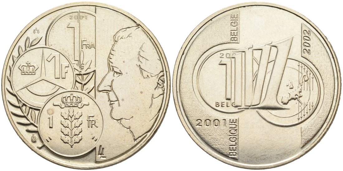 Бельгия медаль 2002 ПРОЩАЙ франк, ПЕРЕХОД НА евро медно-никель 4565-536