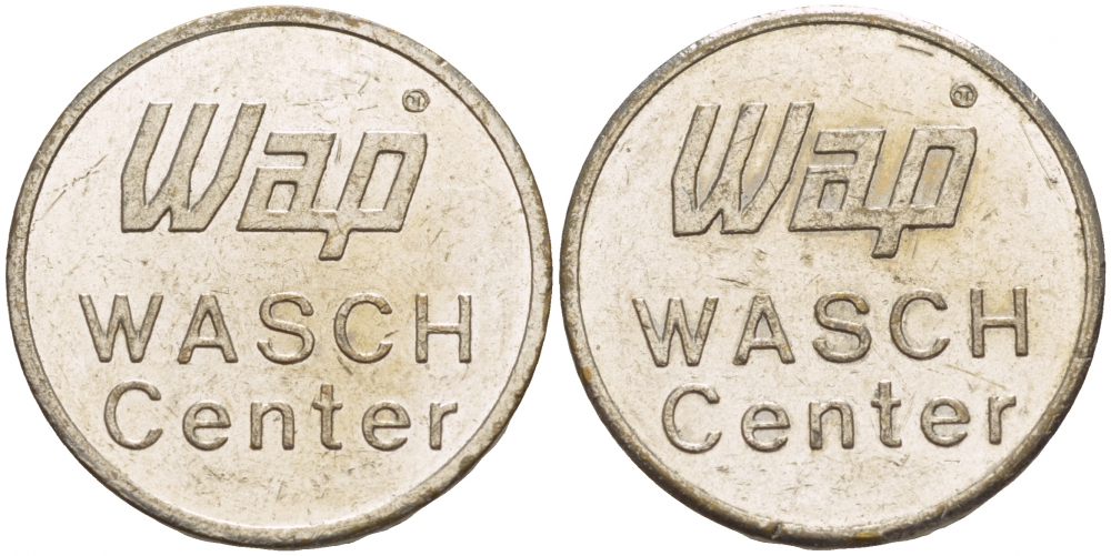 ГЕРМАНИЯ ЖЕТОН НА МОЙКУ АВТОМОБИЛЯ WAP, WASCH, CENTER белый металл 4544-844