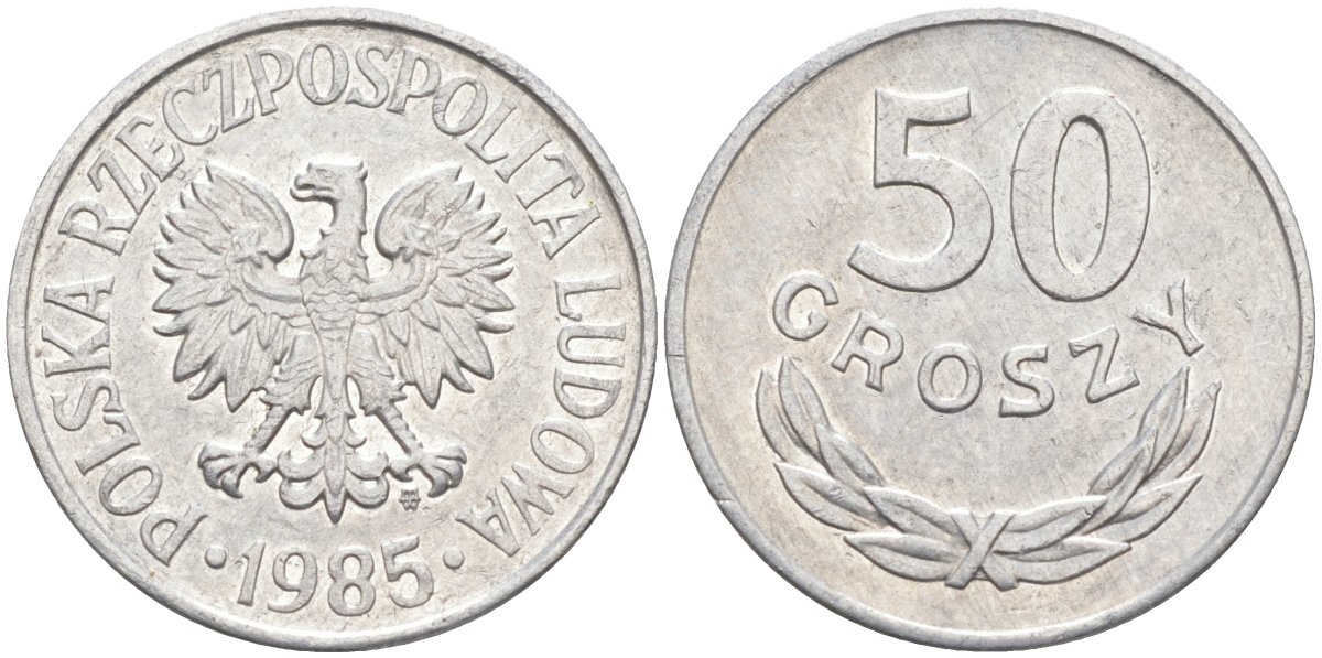 Польша 50 грошей 1985 MW KM 48.1 алюминий 3856-145