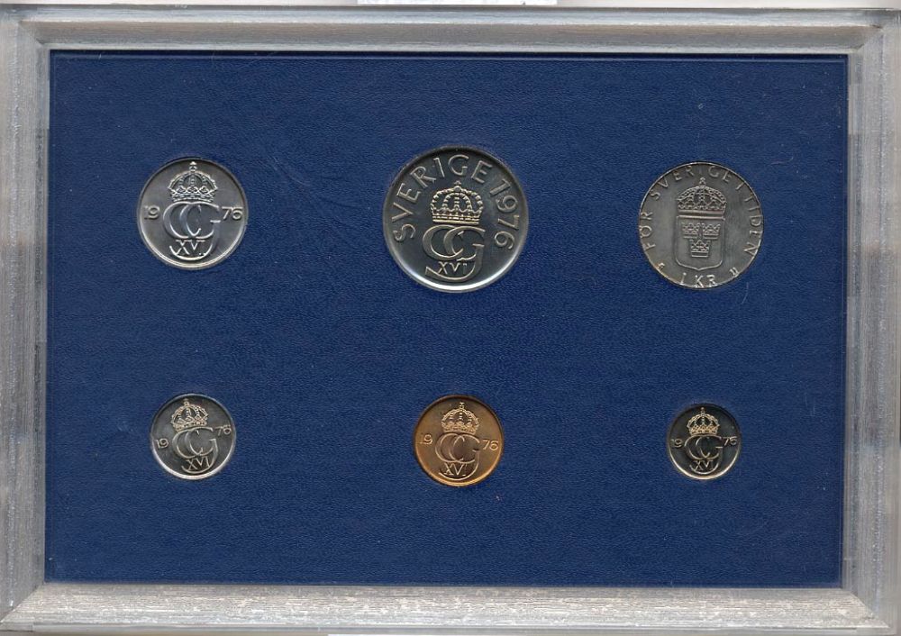 Швеция набор из 6 монет 1976 Карл XVI Густав (1973- ) официальный набор монетного двора UNC 2-4-1-24