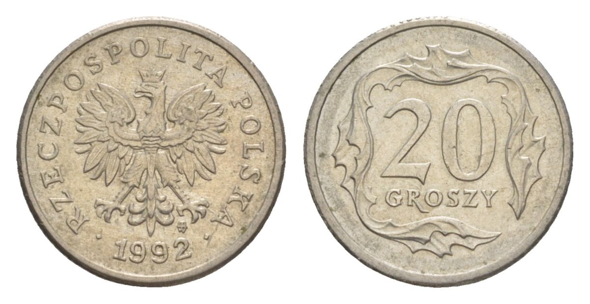 Польша 20 грошей 1992 Y 280 медно-никель 4625-1215
