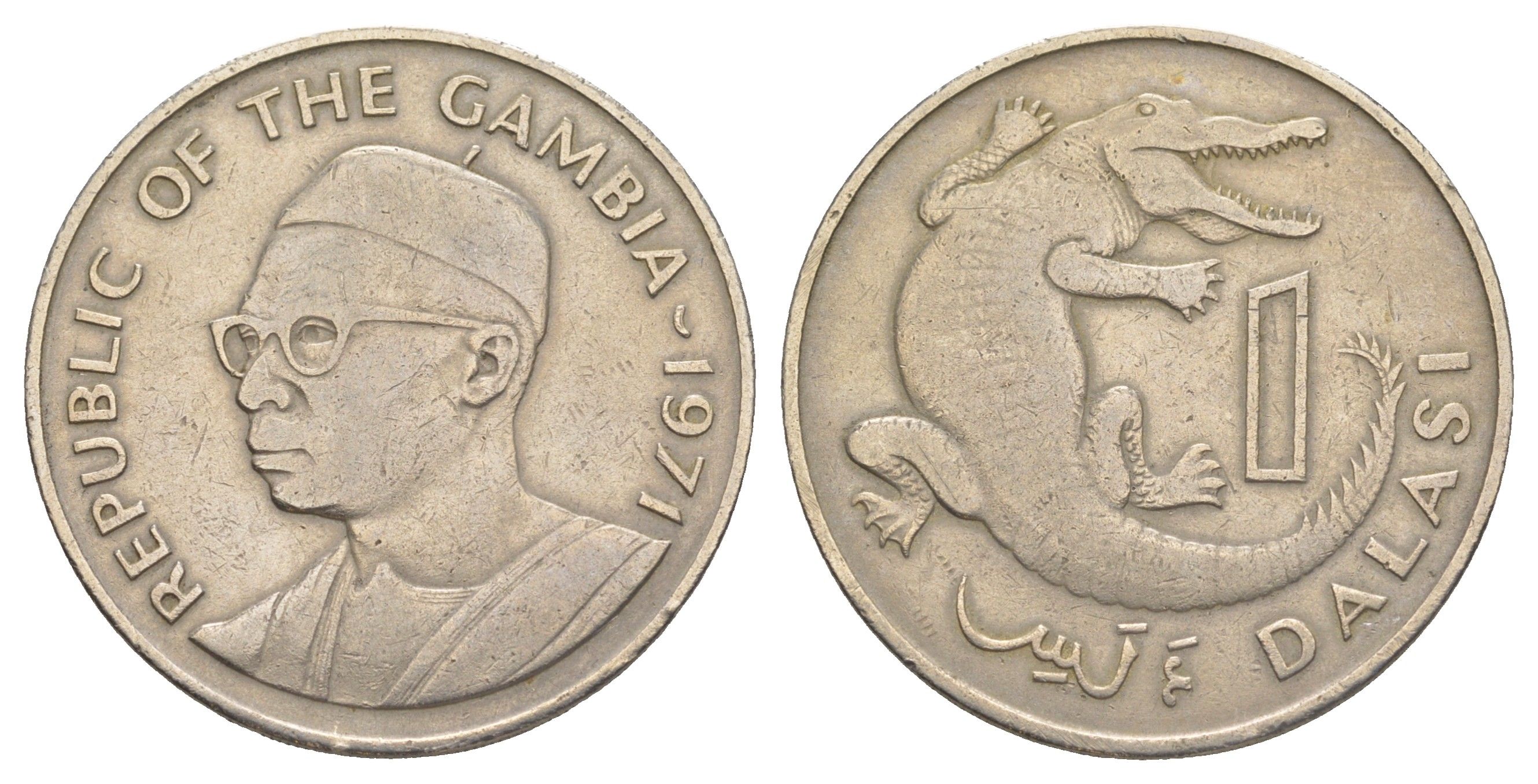 Гамбия 1 даласи 1971 KM 13 медно-никель 4634-744