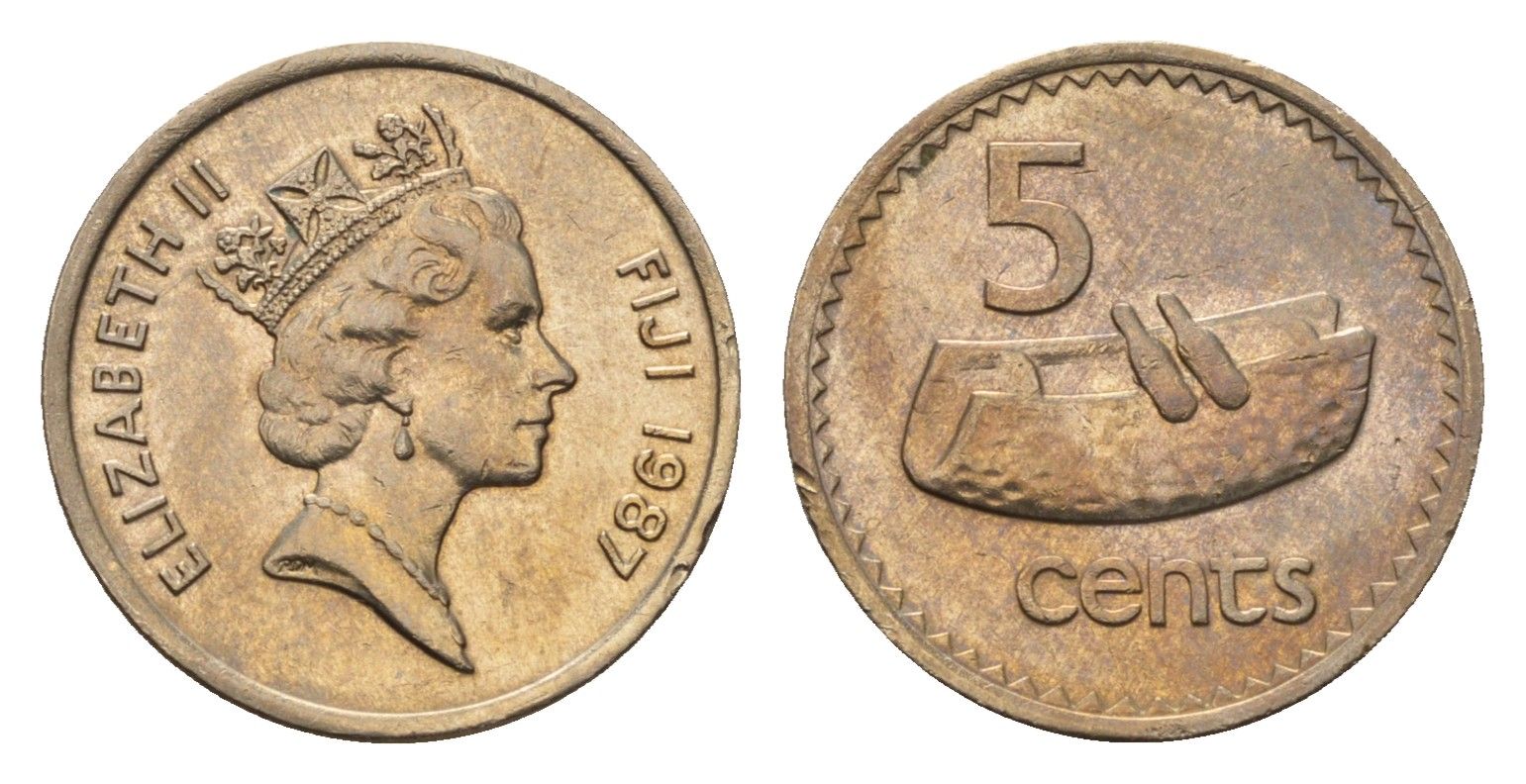 Фиджи 5 центов 1987 KM 51 медно-никель UNC 4687-1156