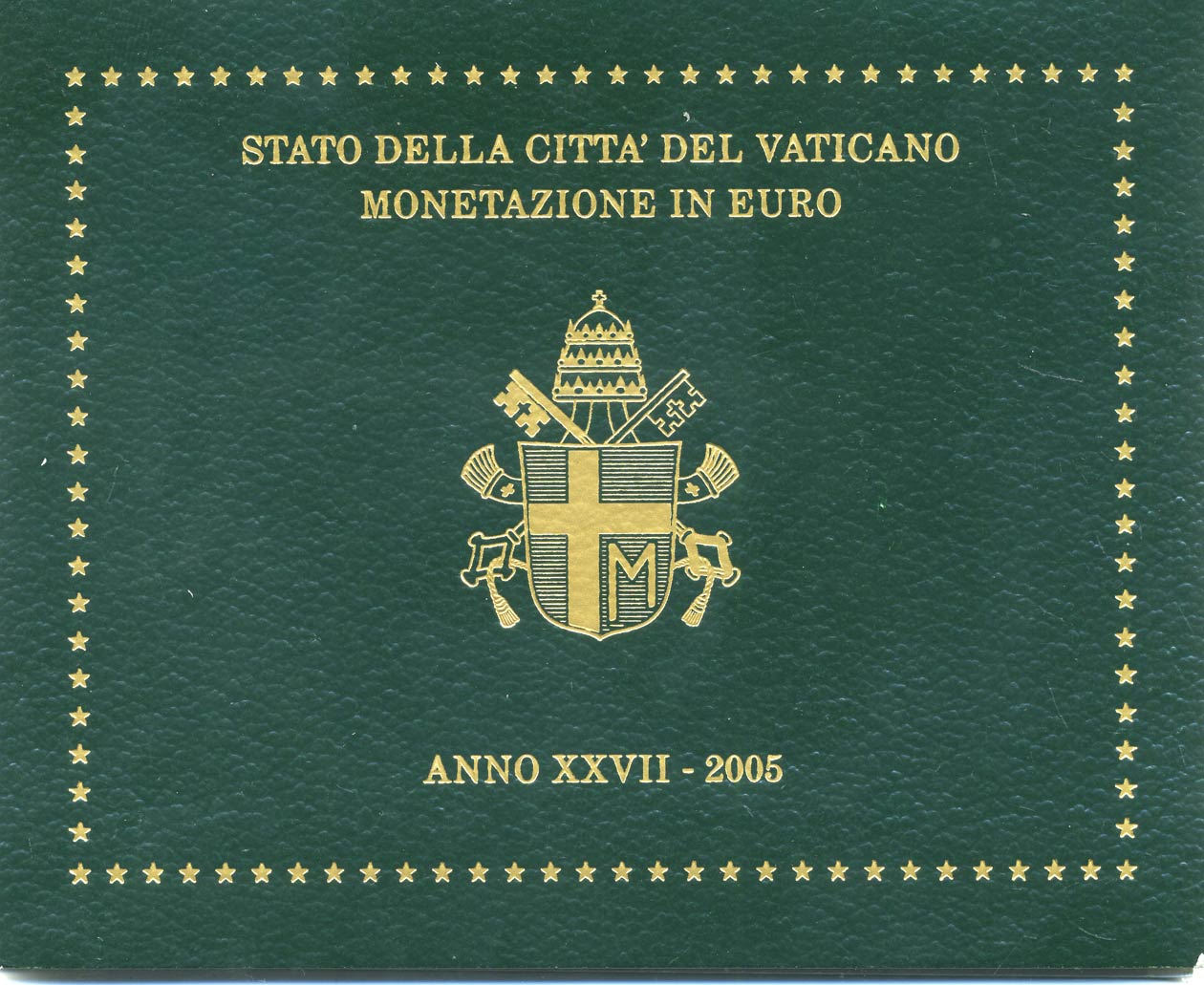 Ватикан евронабор из 8 монет 2005 Папа Иоанн Павел II, в оригинальном буклете KM MS 111 биметалл UNC 7-1-1-22