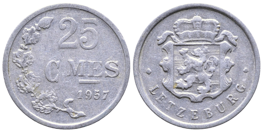 Люксембург 25 сантимов 1957 Шарлотта (1918-1964) KM 45a.1 алюминий 53-118
