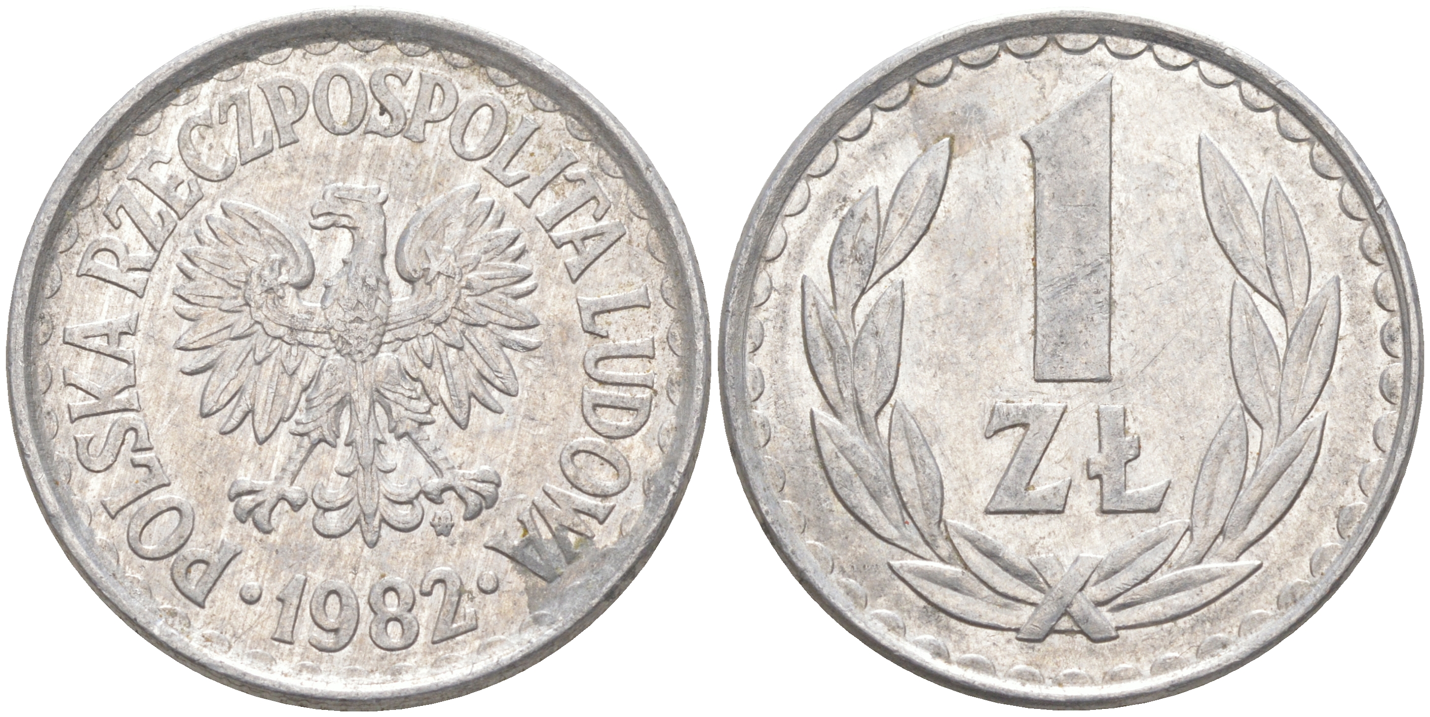 ПОЛЬША 1 ЗЛОТЫЙ 1982 MW KM 49.1 алюминий 106-535