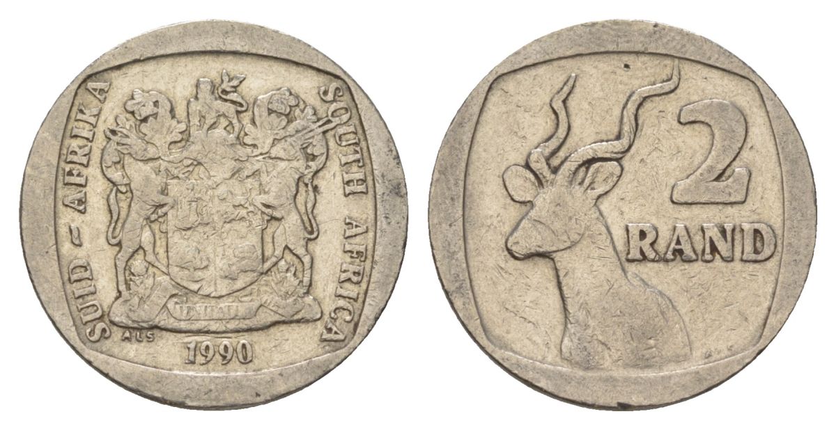 ЮАР 2 ранда 1990 KM 139 медь плакированная никелем 4626-1043
