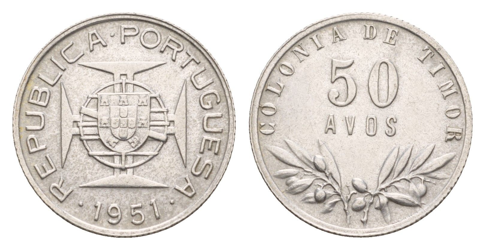 Португальский Тимор 50 аво 1951 KM 7 серебро 413-1642