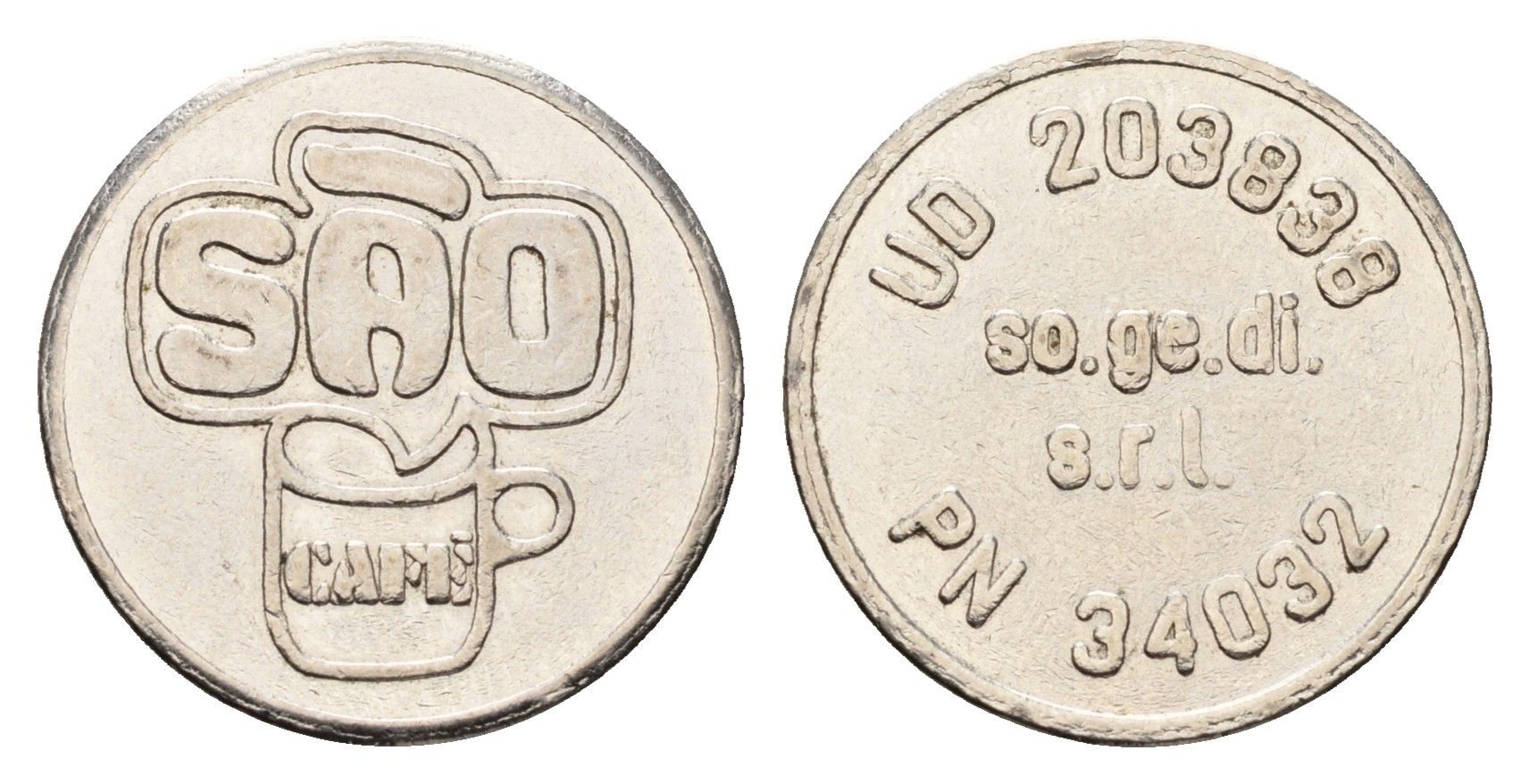 Италия жетон для выдачи напитков - кофе диаметр 22 мм, вес 6,2 гр нержавеющая сталь 4669-248