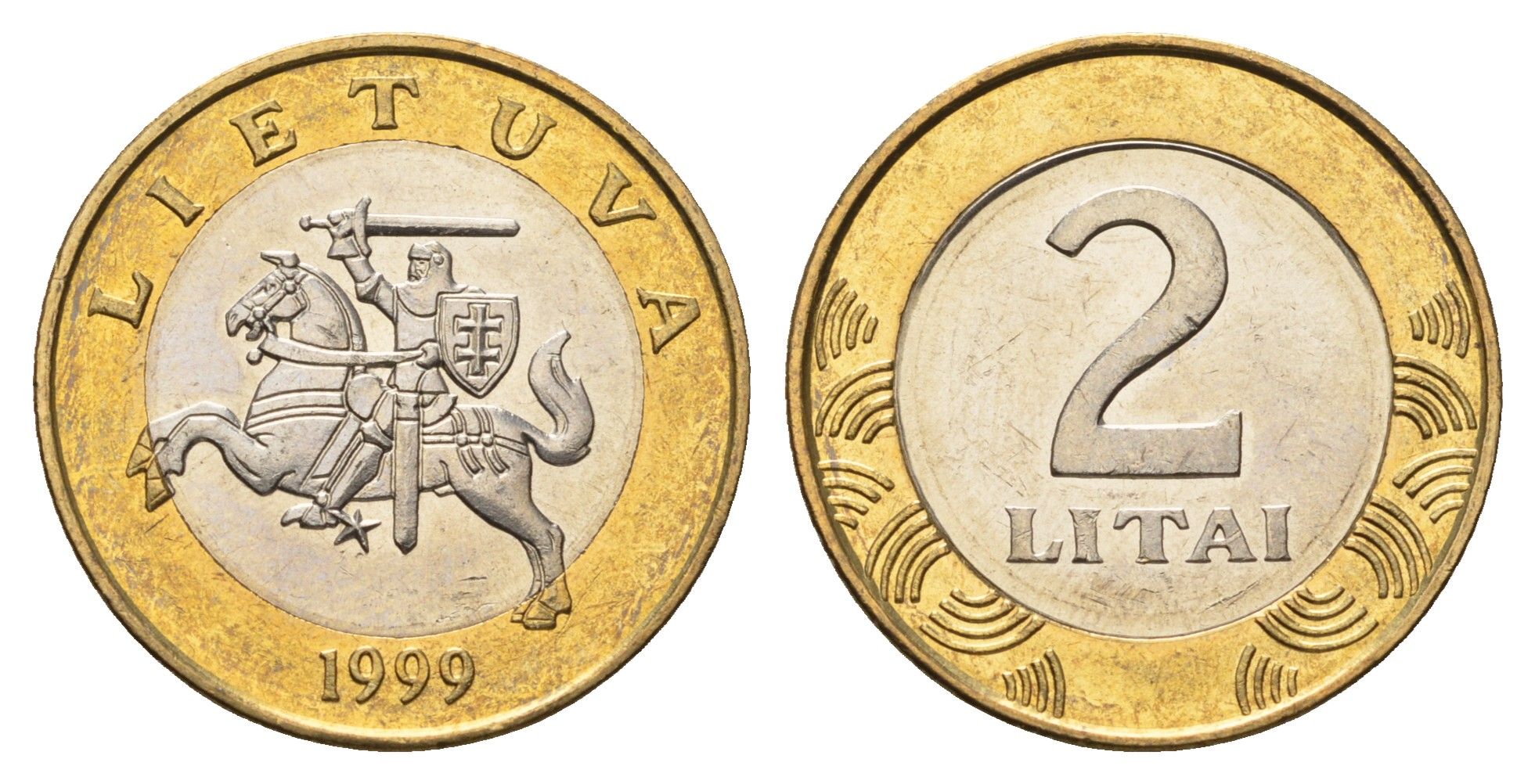 Литва 2 лита 1999 KM 112 биметалл UNC 4364-1641