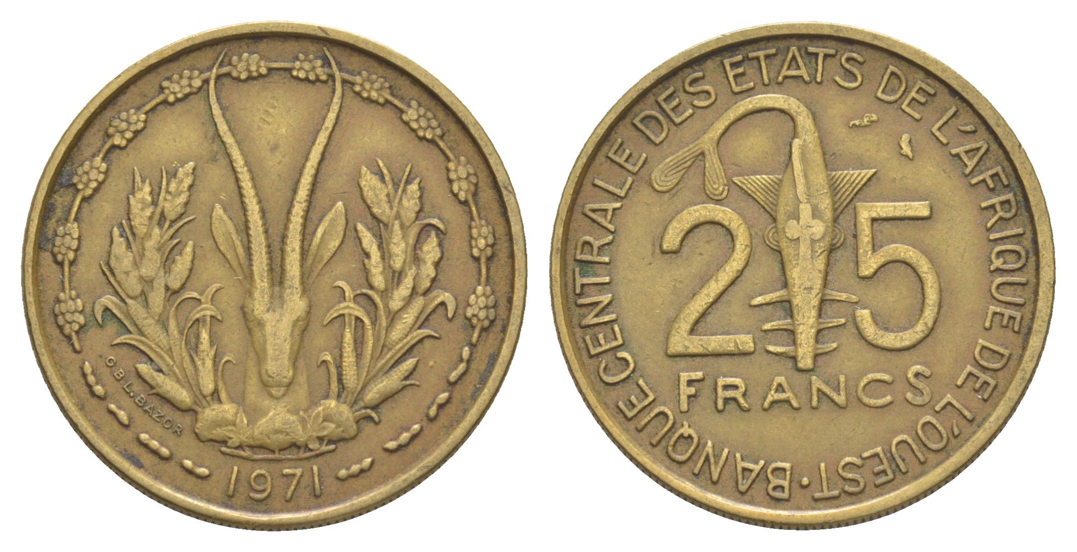 Западная Африка (BCEAO) 25 франков 1971 KM 5 медь алюминий никель 4612-915