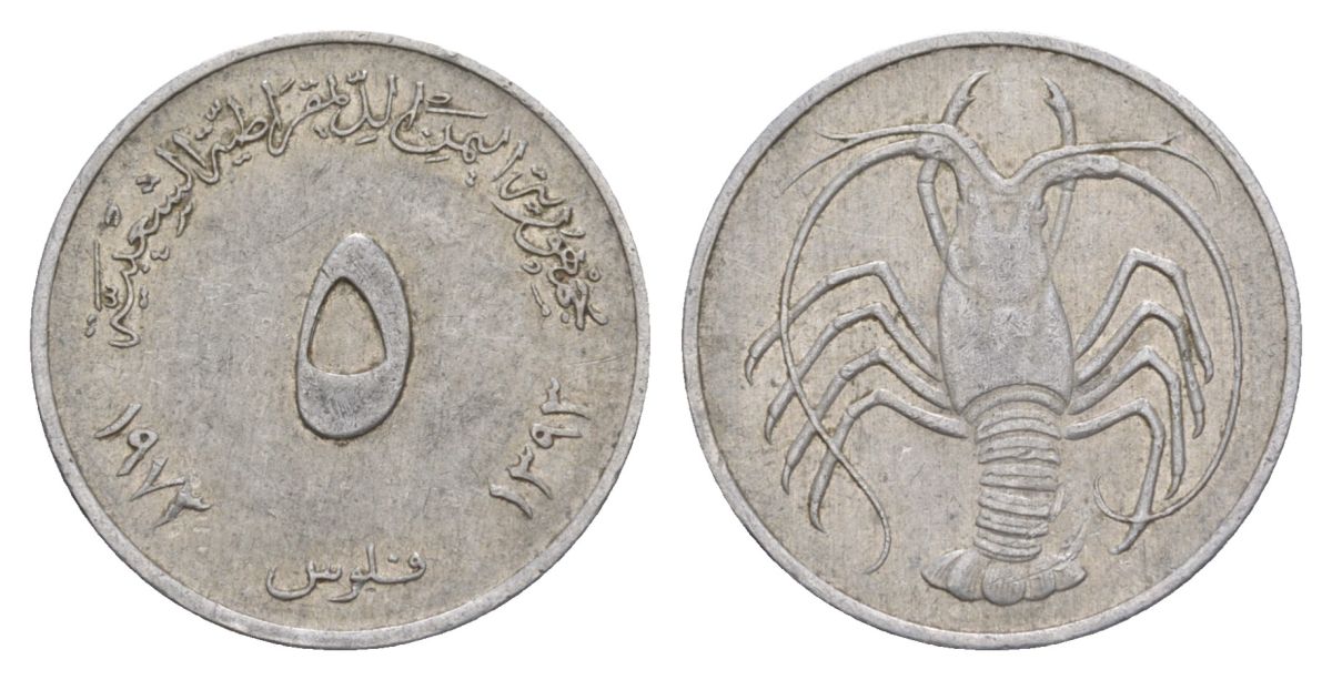 Южный Йемен 5 филсов 1973 KM 4 алюминий 4633-151