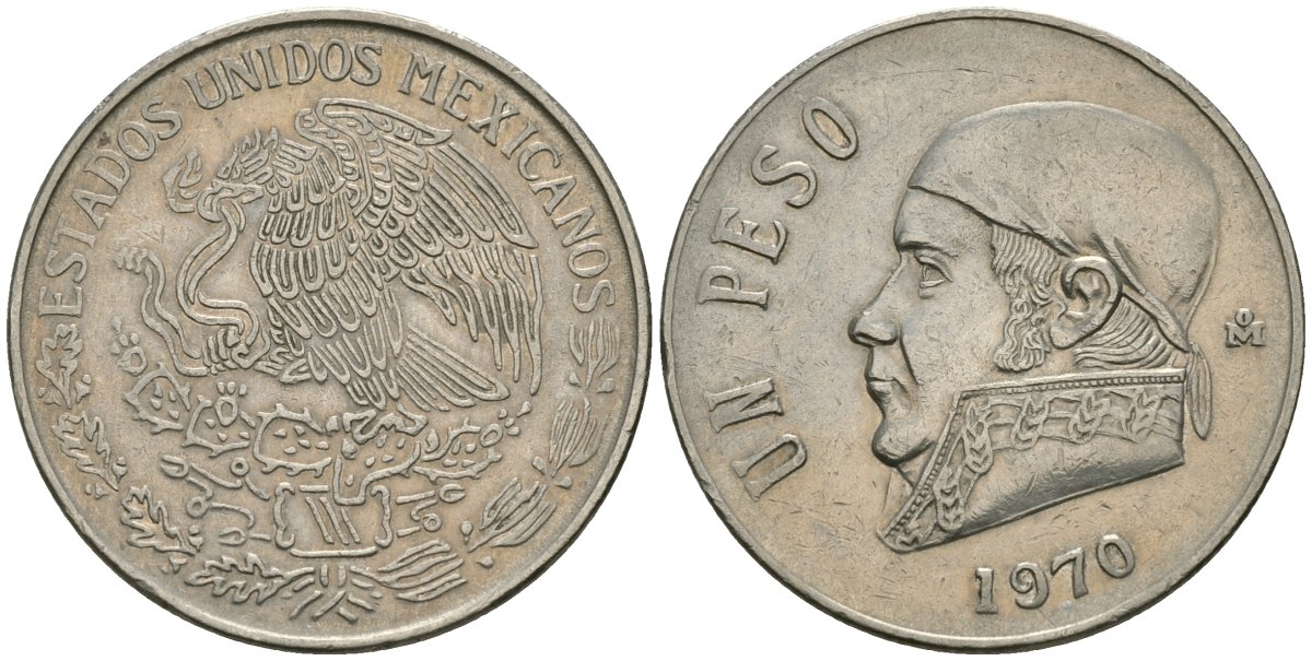 Мексика 1 песо 1970 Хосе Мария Морелос KM 460 медно-никель 81-535