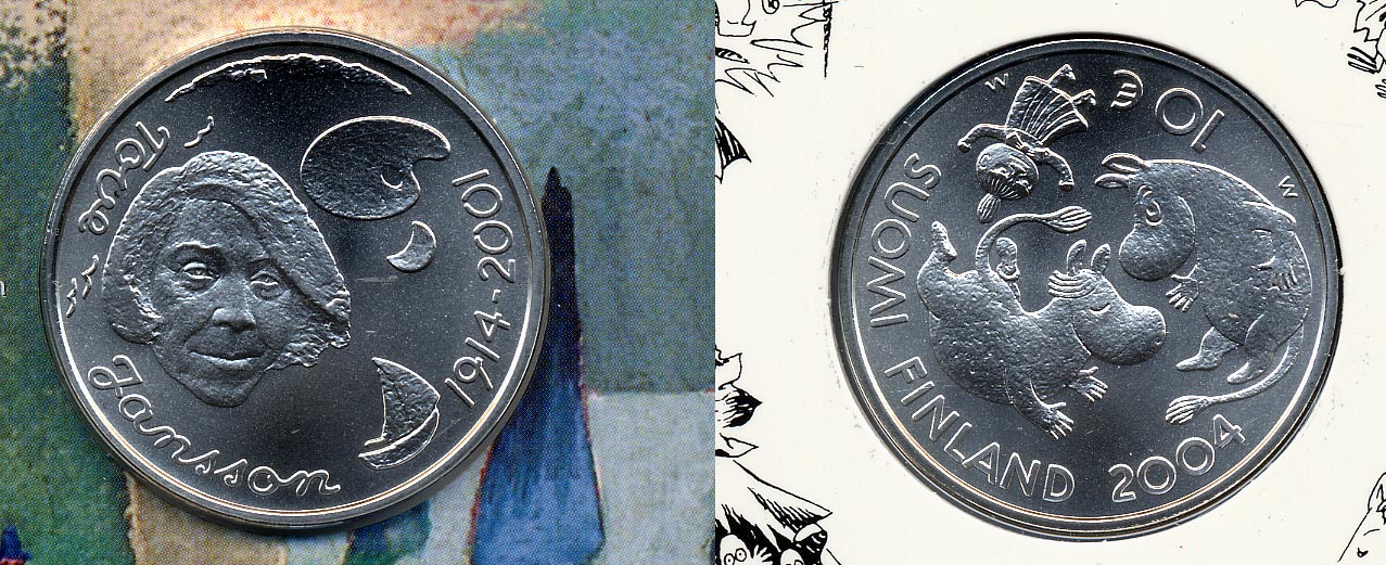 Финляндия 10 евро 2004 Туве Янссон, сказки, Муми-тролли, буклет KM 116 серебро UNC 1-6-1-13