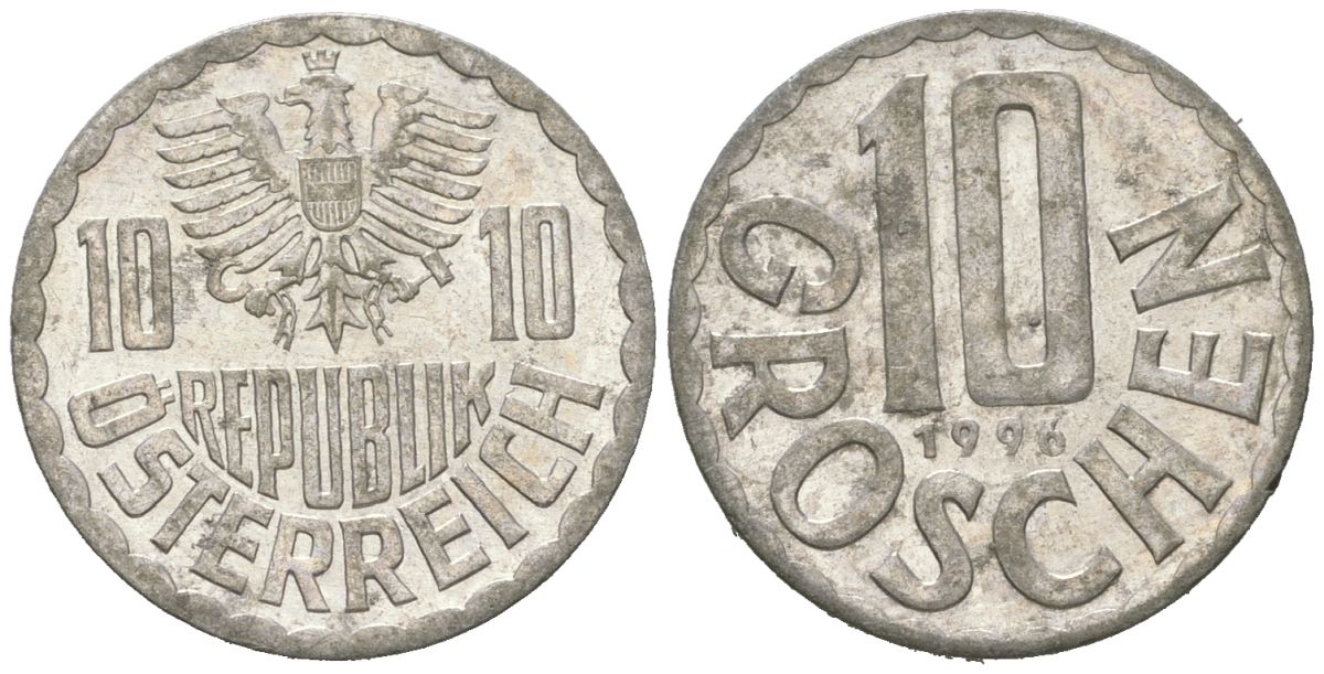 Австрия 10 грошей 1996 KM 2878 алюминий 4618-332