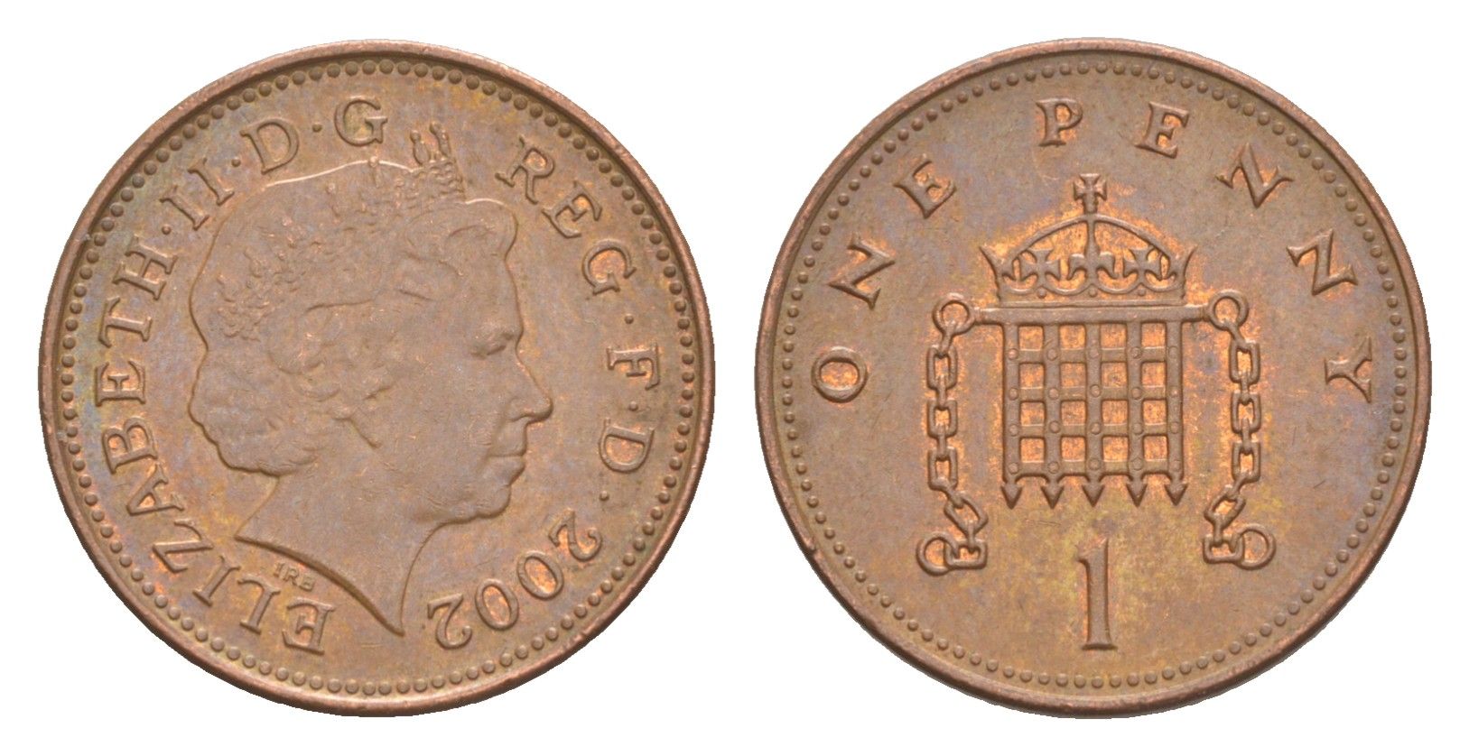 Великобритания 1 пенни 2002 Елизавета II (1952-2022) KM 986, Spink 4710 (B5) сталь плакированная медью 4647-953