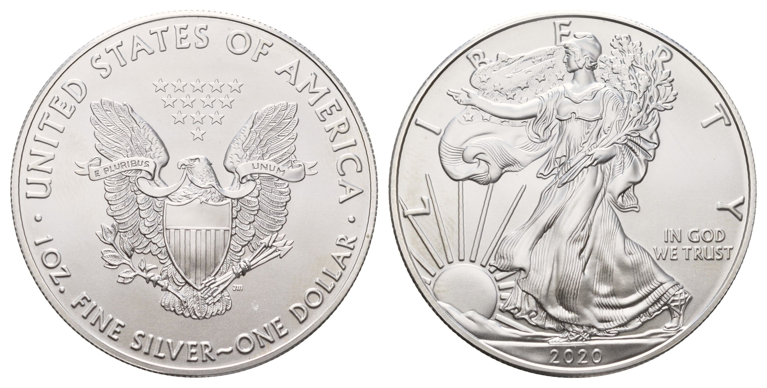 США 1 доллар 2020 Американский серебряный орёл KM 273 серебро UNC 11-148-41
