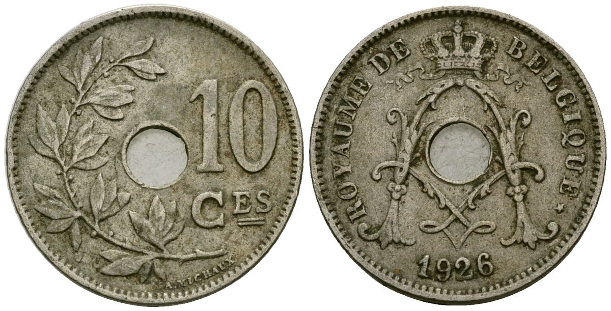 Бельгия 10 сантимов 1926 Belgique KM 85 медно-никель 4172-956