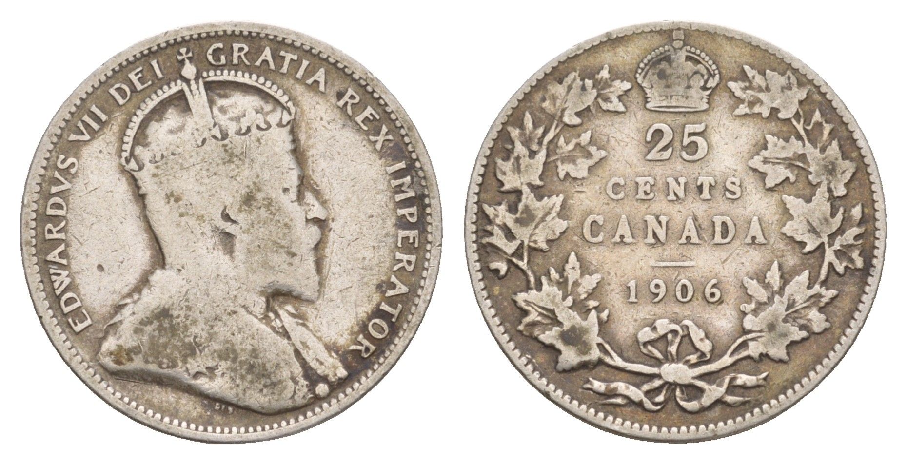 Канада 25 центов 1906 Эдуард VII (1901-1910) KM 11 серебро 1518-1543