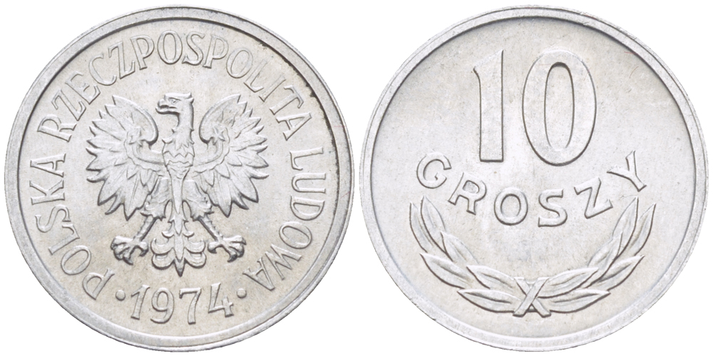 Польша 10 грошей 1968  Y AA47 алюминий  UNC   4181-358