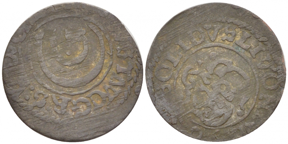 Ливония, Рига, шведская оккупация солид (шиллинг) 1647 Кристина (1634-1654) серебро 3718-334