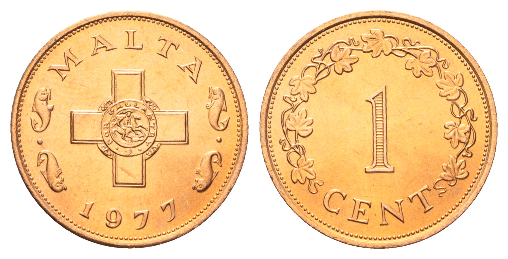 Мальта 1 цент 1977 KM 8 бронза UNC M78-08