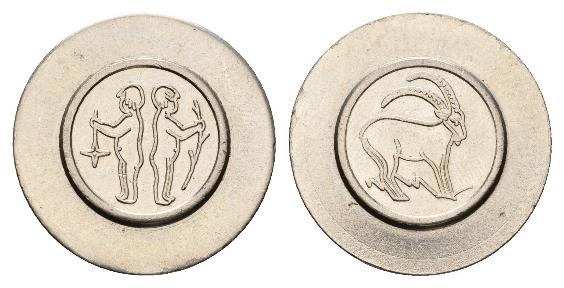 Италия жетон овен и близнецы, диаметр 24 мм, вес 6,1 гр нержавеющая сталь 4670-837