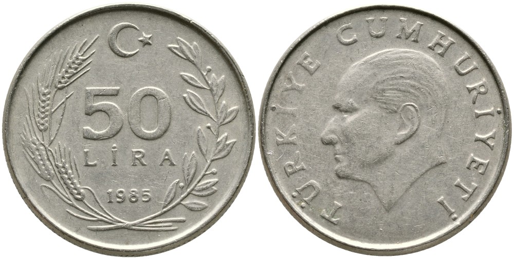 ТУРЦИЯ 50 ЛИР 1985 KM 966 медь никель цинк 29-921
