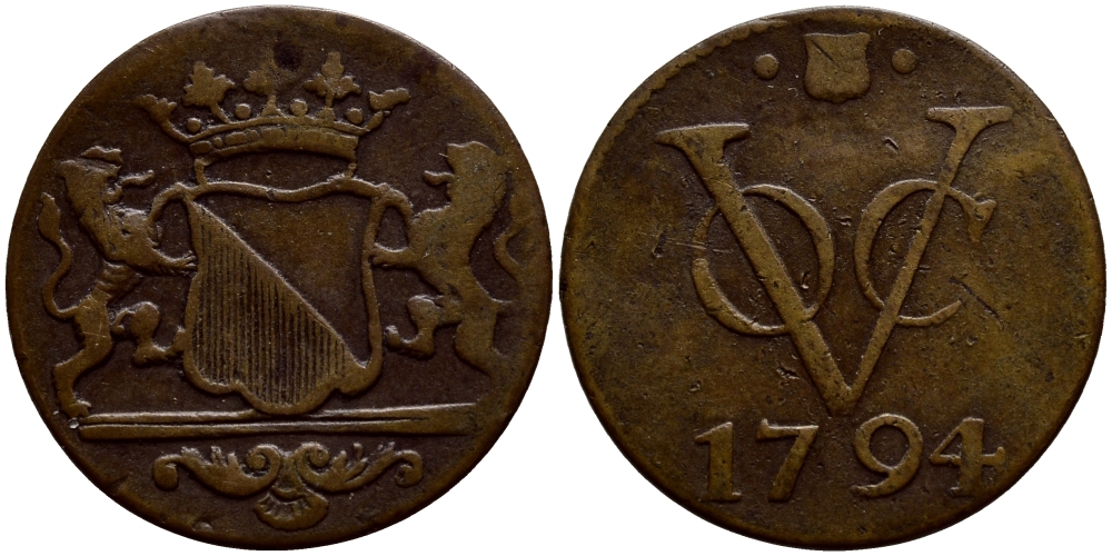 Нидерландская Восточная Индия 1 дуит 1794 Утрехт KM 111.1 медь 4397-336