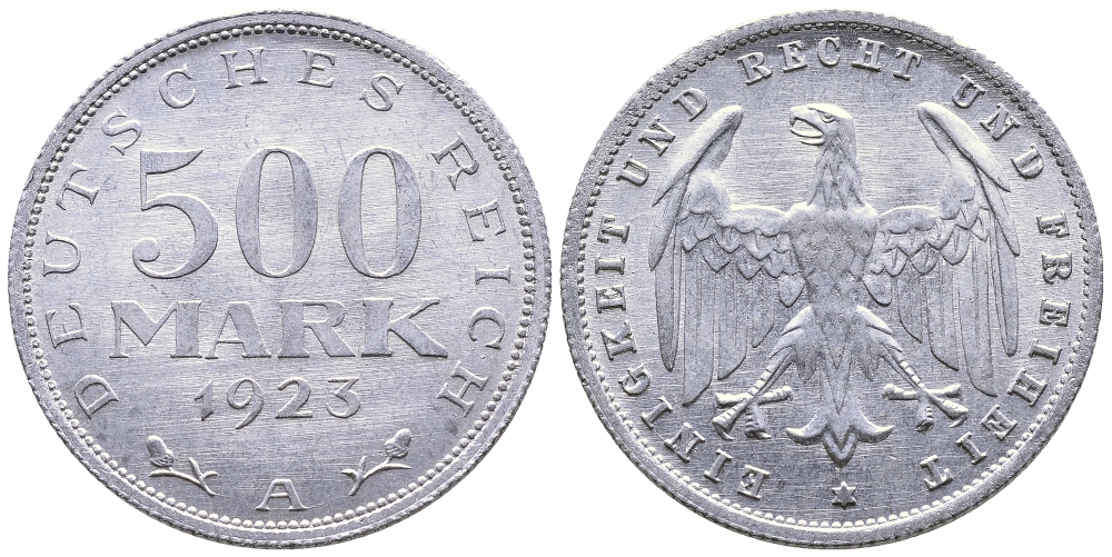 ГЕРМАНИЯ 500 МАРОК 1923 А KM 36, J. 305 алюминий 4380-641