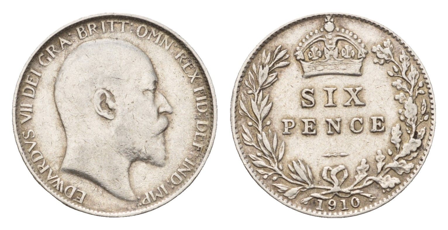 Великобритания 6 пенсов 1910 Эдуард VII (1901-1910) KM 799, Spink 3983 серебро 443-124