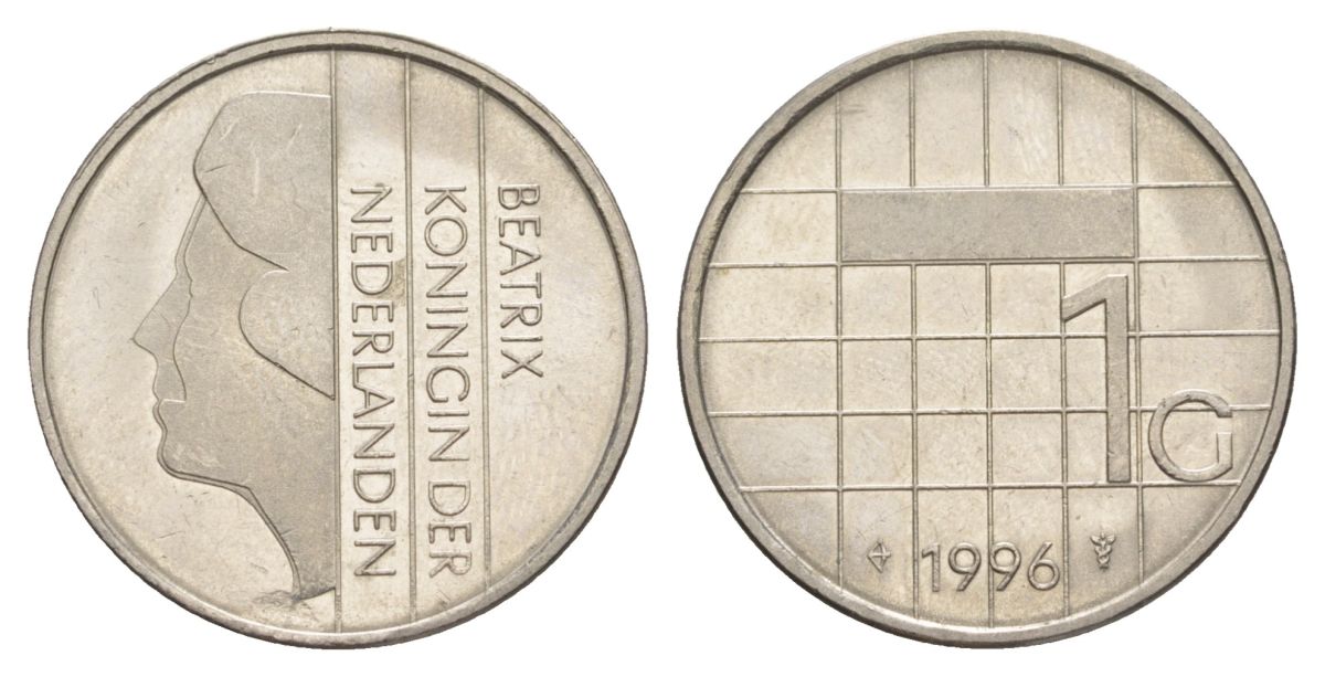 Нидерланды 1 гульден 1996 KM 205 никель aUNC 4633-623