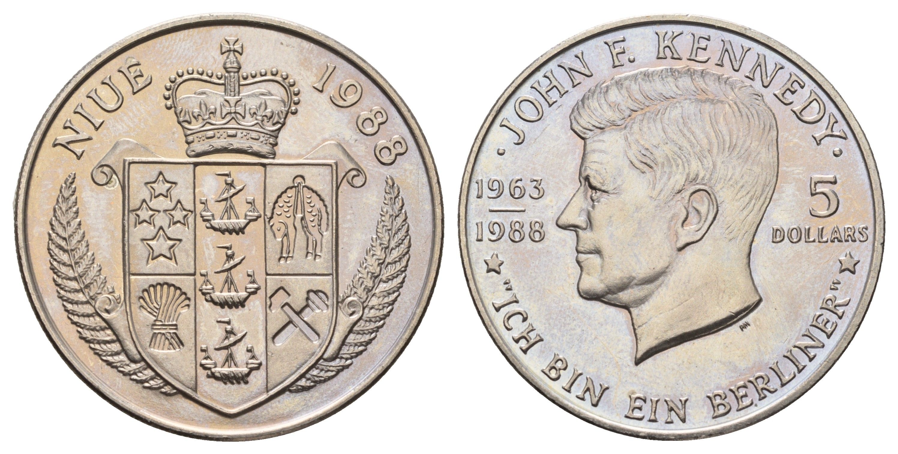 Ниуэ 5 долларов 1988 Джон Кеннеди KM 17 медно-никель BU 4677-725