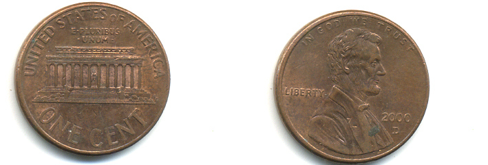 США 1 ЦЕНТ 2000 D ЛИНКОЛЬН KM 201b цинк плакированный медью 179-532