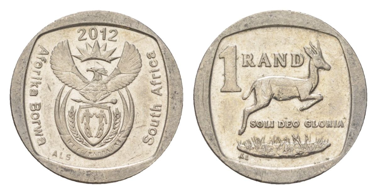 ЮАР 1 ранд 2012 KM 497 медь плакированная никелем 4627-561