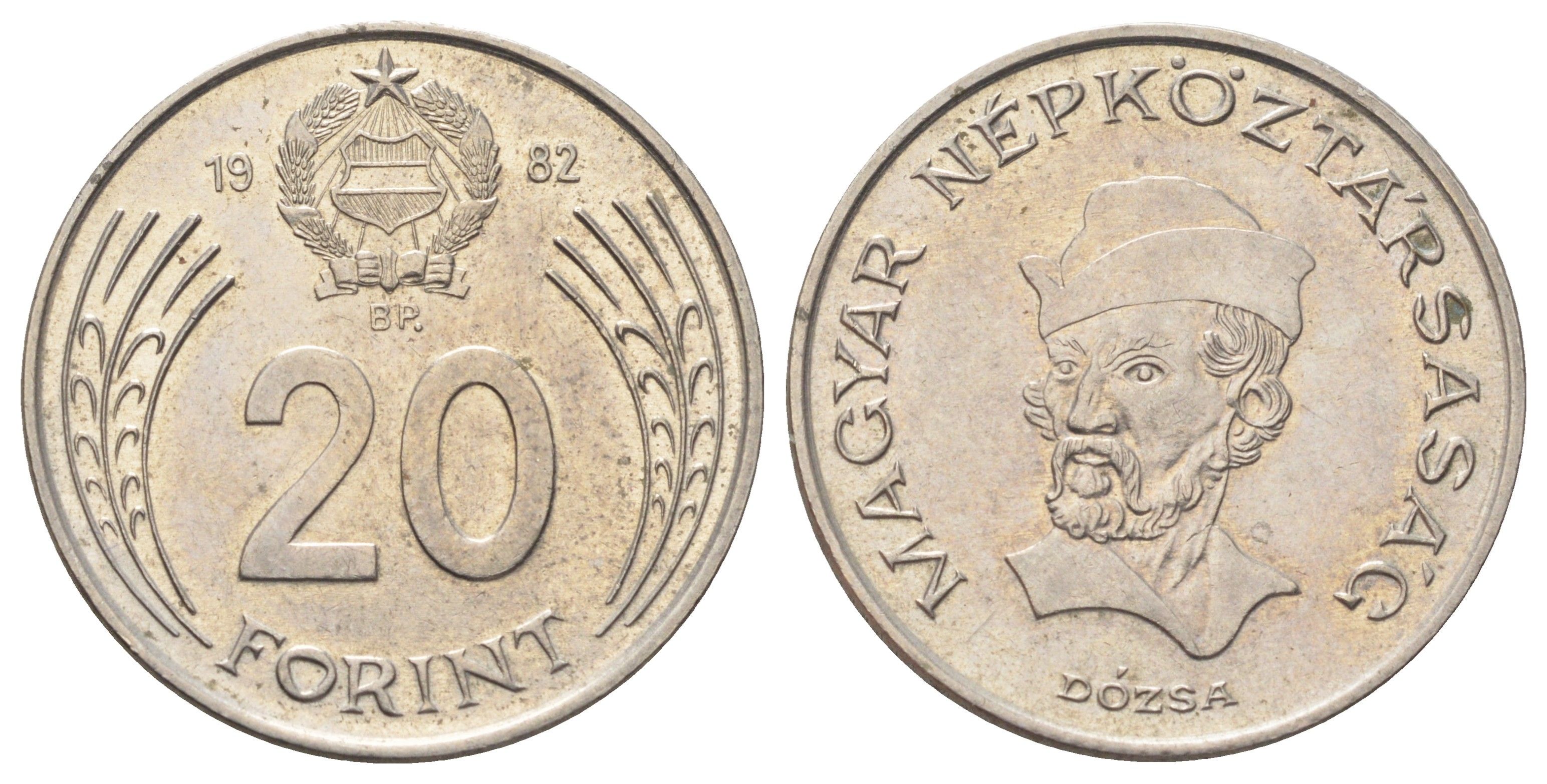 Венгрия 20 форинтов 1982 Дьёрдь Дожа KM 630 медно-никель 4699-1147