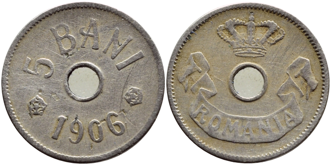 Румыния 5 бани 1906 Кароль I (1881-1914) KM 31 медно-никель 3458-252