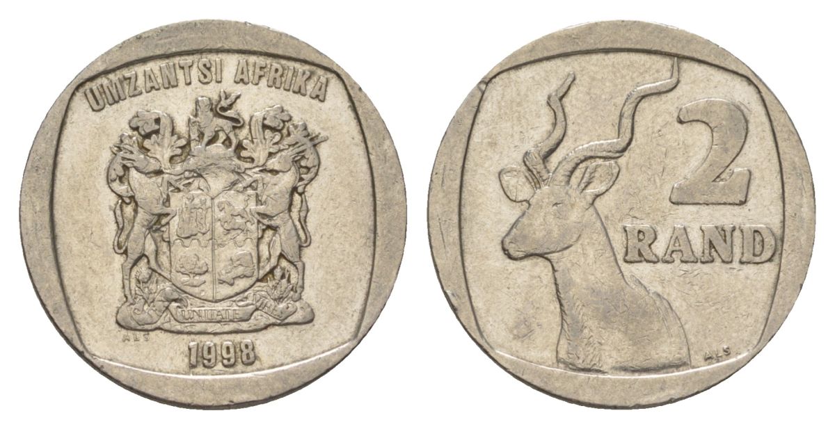ЮАР 2 ранда 1998 KM 165 медь плакированная никелем 4626-1154
