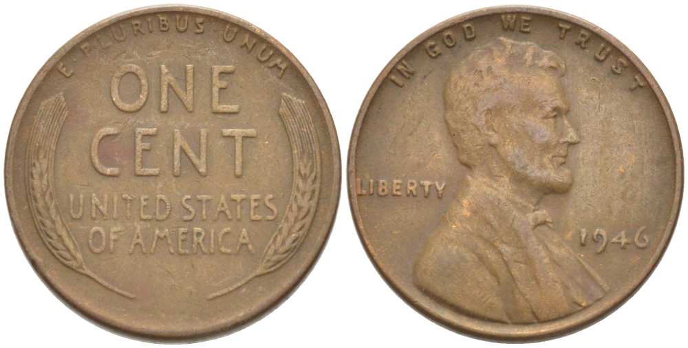 США 1 ЦЕНТ 1946 ЛИНКОЛЬН KM А132 медь цинк 218-517