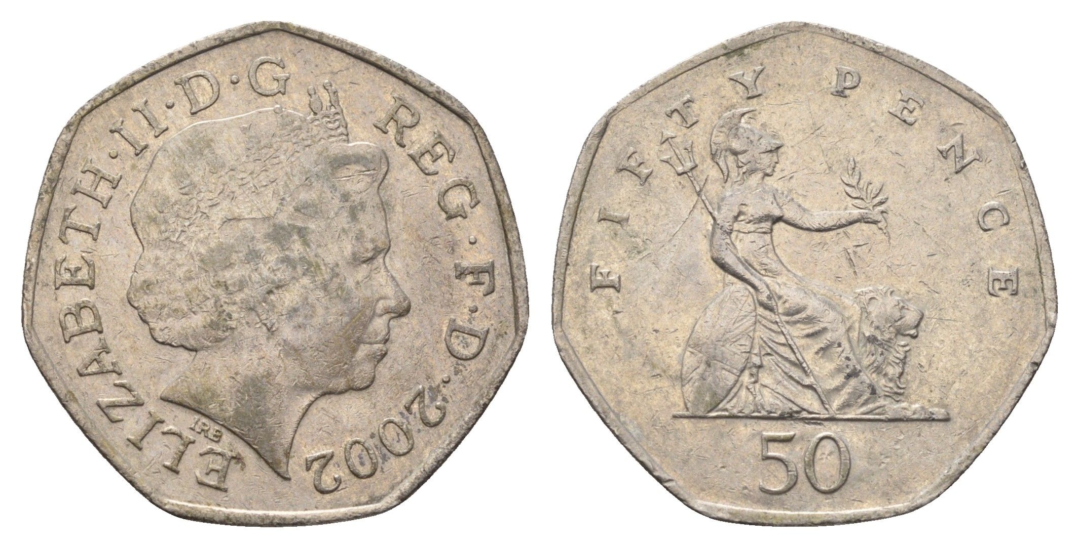 Великобритания 50 пенсов 2002 Елизавета II (1952-2022) KM 991, Spink 4610 (H8) медно-никель 4695-717