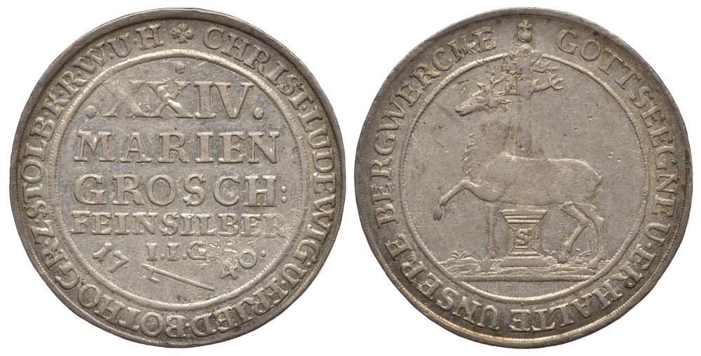 Штольберг-Штольберг 24 мариенгроша 1740 IIG KM 14 серебро 00-809-73