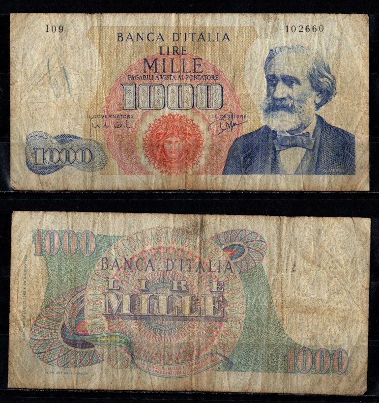 Италия 1000 лир 1962 Pick 96 a бумага 2198-19-3-1